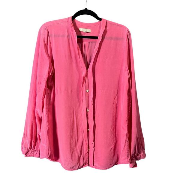 Banana Republic Pink Long Sleeve Button Down 100% silk Size 12 Flawed - Picture 1 of 10